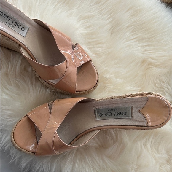 Jimmy Choo Nude Patent Leather Wedges Size EU 41 - Picture 3 of 16